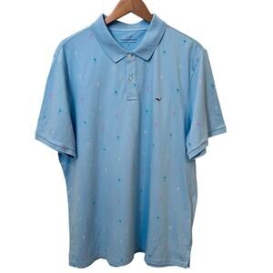 Vineyard Vines Pique Polo Shirt Men’s XL NWT Blue Flamingo Jake Golf Athleisure
